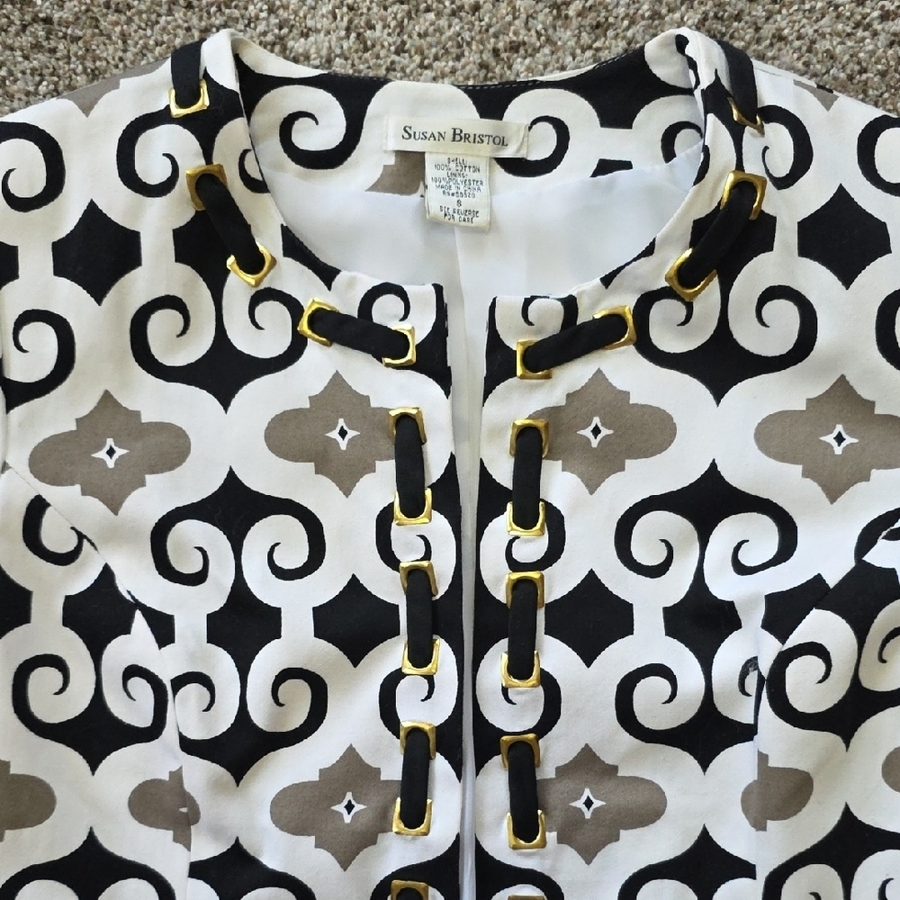 Susan Bristol Black and Cream Patterned Blazer - Picture 3 of 6